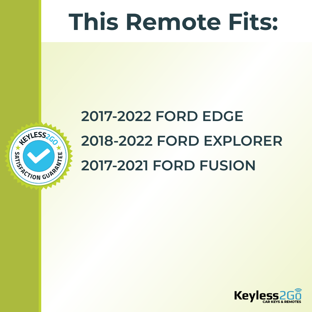 2017 - 2022 Ford Edge, Explorer, Fusion Replacement Smart Keyless Entry Remote Proximity Key Fob by Keyless2Go