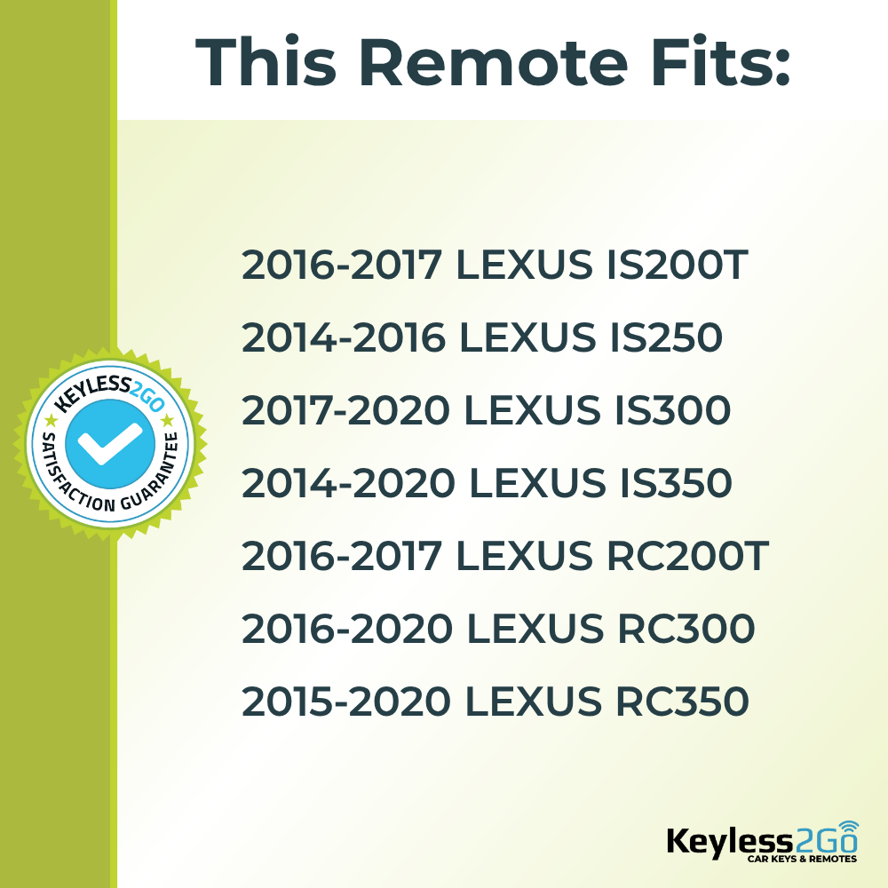 Keyless2Go 2014 - 2020 Lexus 4-Button Replacement Smart Keyless Entry Remote Proximity Key Fob