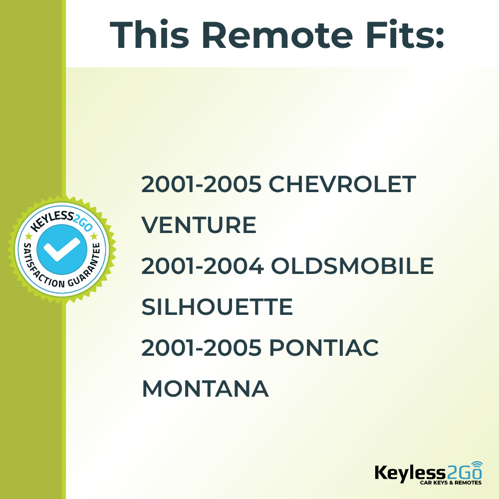 Keyless2Go 2001 - 2005 Chevrolet Oldsmobile Pontiac 5-Button Replacement Keyless Entry Remote Key Fob