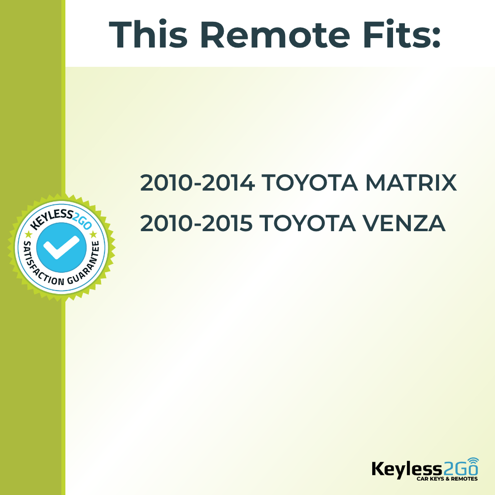 Keyless2Go 2010 - 2015 Toyota Matrix, Venza 3-Button Replacement Keyless Entry Remote Flip Key Fob