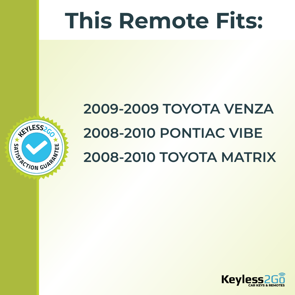 Keyless2Go 2008, 2009, 2010 Toyota Pontiac 3-Button Replacement Keyless Entry Remote Flip Key Fob