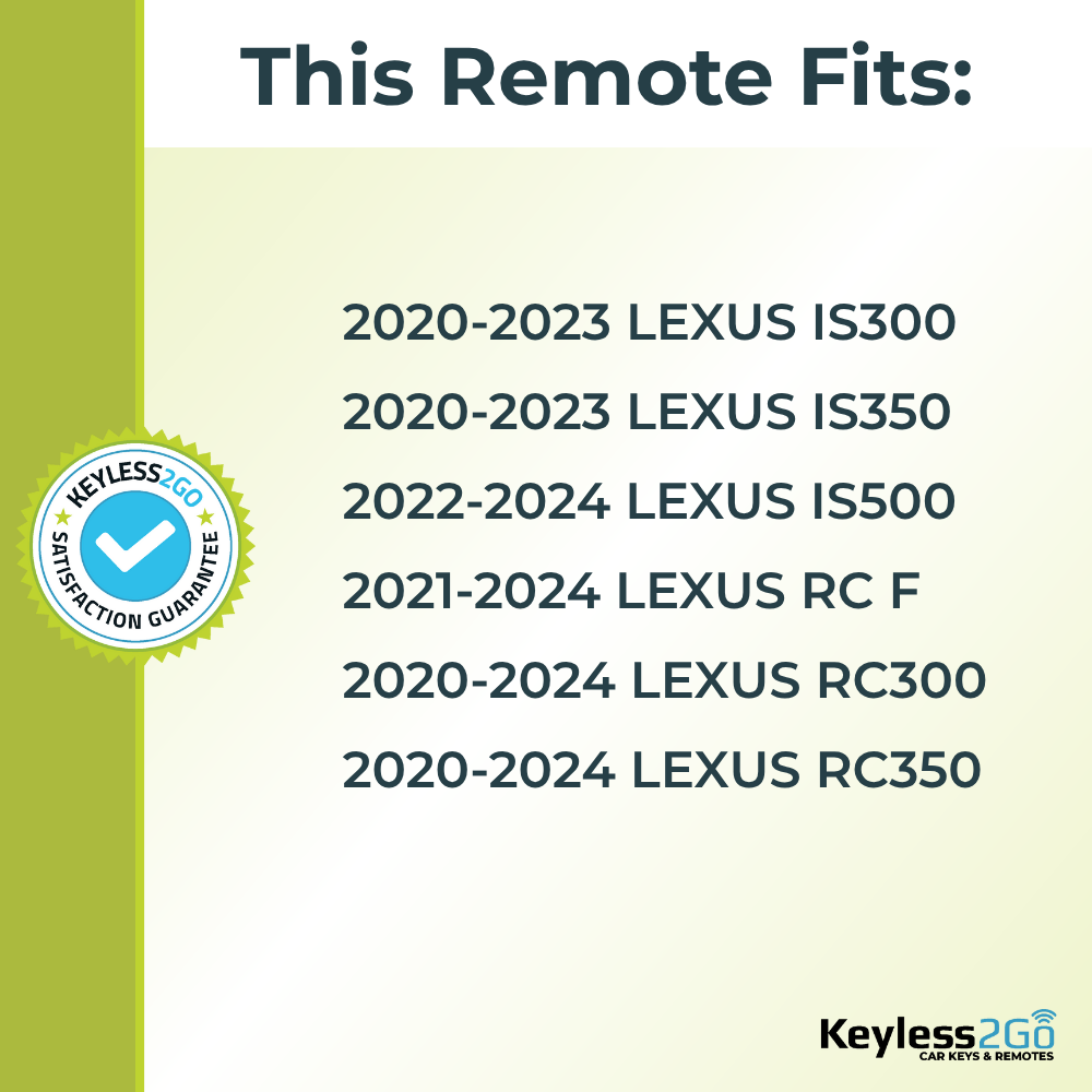 Keyless2Go 2020 - 2024 Lexus IS, RC Replacement Smart Remote Proximity Key Fob
