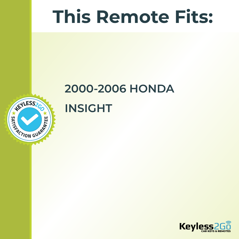 Keyless2Go 2000 - 2006 Honda Insight 3-Button Replacement Keyless Entry Remote Key Fob