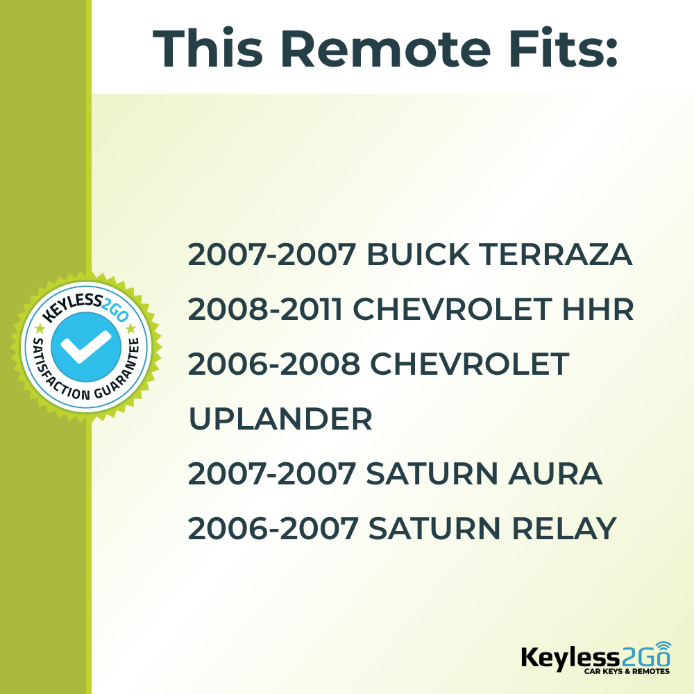 Keyless2Go 2006 - 2011 Buick Chevrolet Saturn 5-Button Replacement Keyless Entry Remote Key Fob