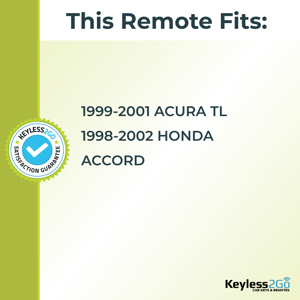 Keyless2Go 1998 - 2002 Acura TL, Honda Accord 4-Button Replacement Keyless Entry Remote Key Fob