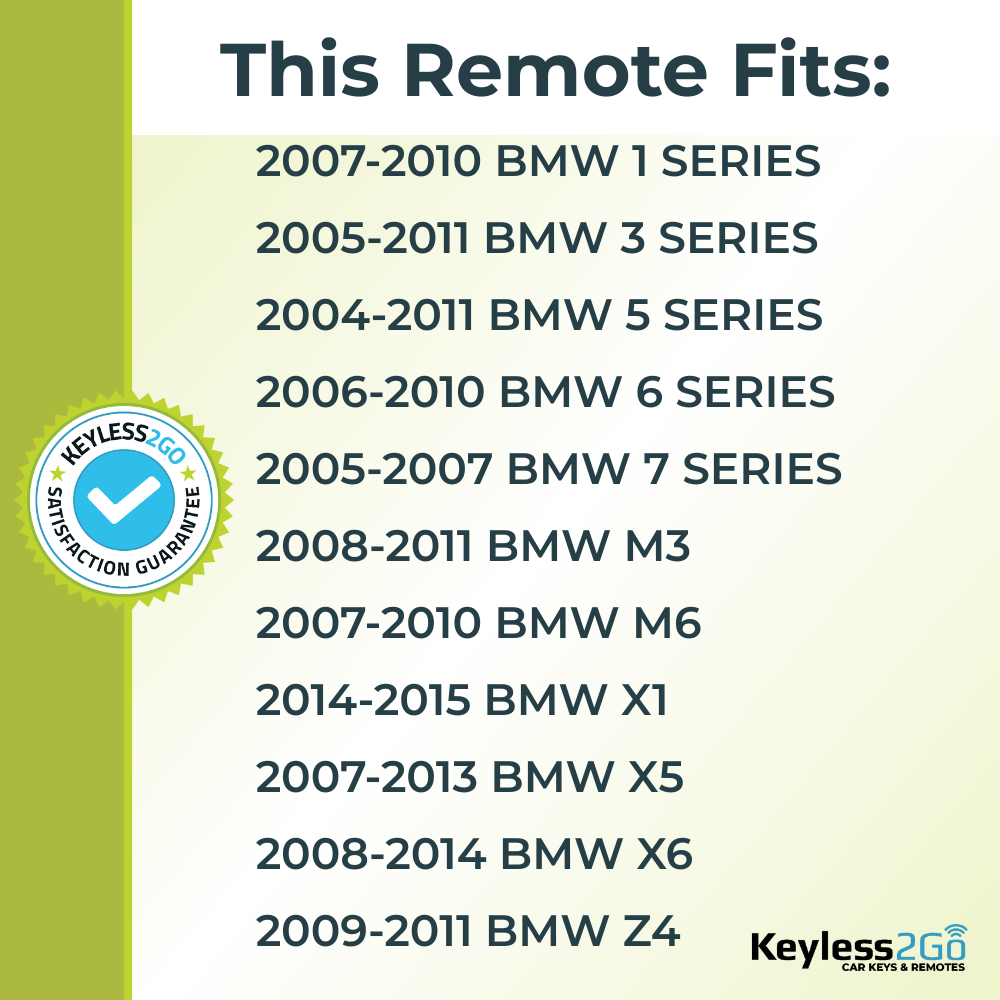 Keyless2Go 2004 - 2015 BMW Replacement Smart Keyless Entry Remote Proximity Key Fob