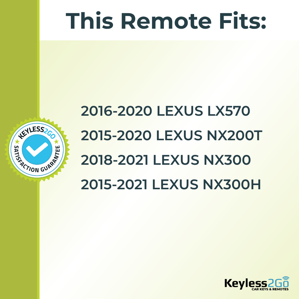 Keyless2Go 2015 - 2021 Lexus LX, NX Replacement Smart Keyless Entry Remote Proximity Key Fob
