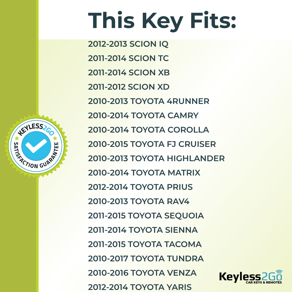Keyless2Go TOY44G-PT Transponder Key, 4D-72 G 80-Bit