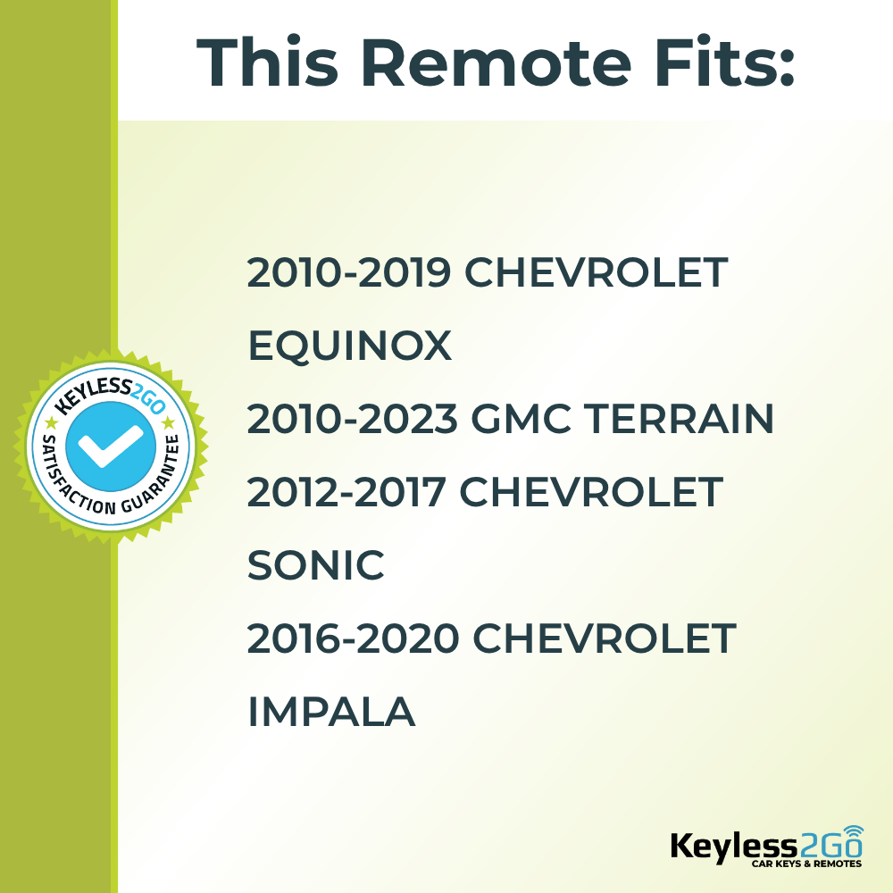 Keyless2Go 2010 - 2023 Chevrolet GMC 4-Button Replacement Keyless Entry Remote Flip Key Fob