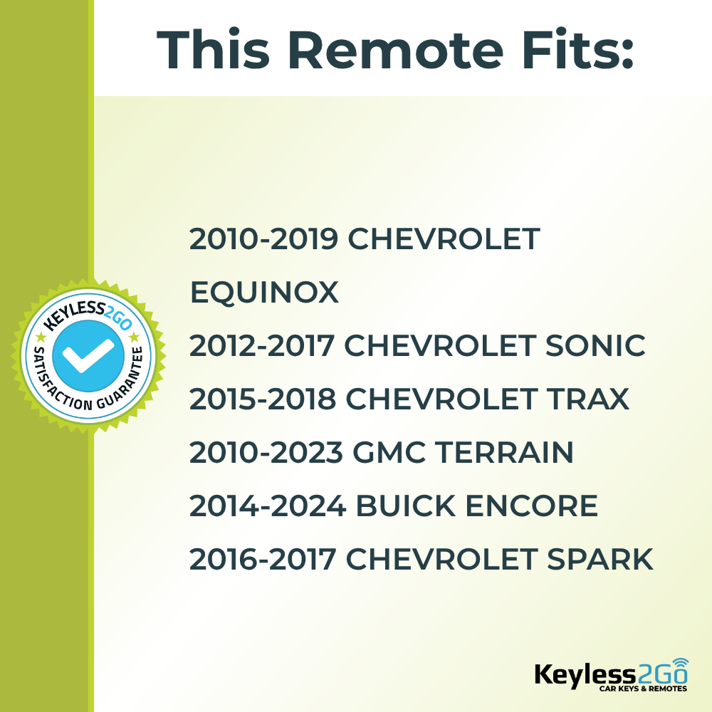 Keyless2Go 2010 - 2024 Buick Chevrolet GMC 3-Button Replacement Keyless Entry Remote Flip Key Fob