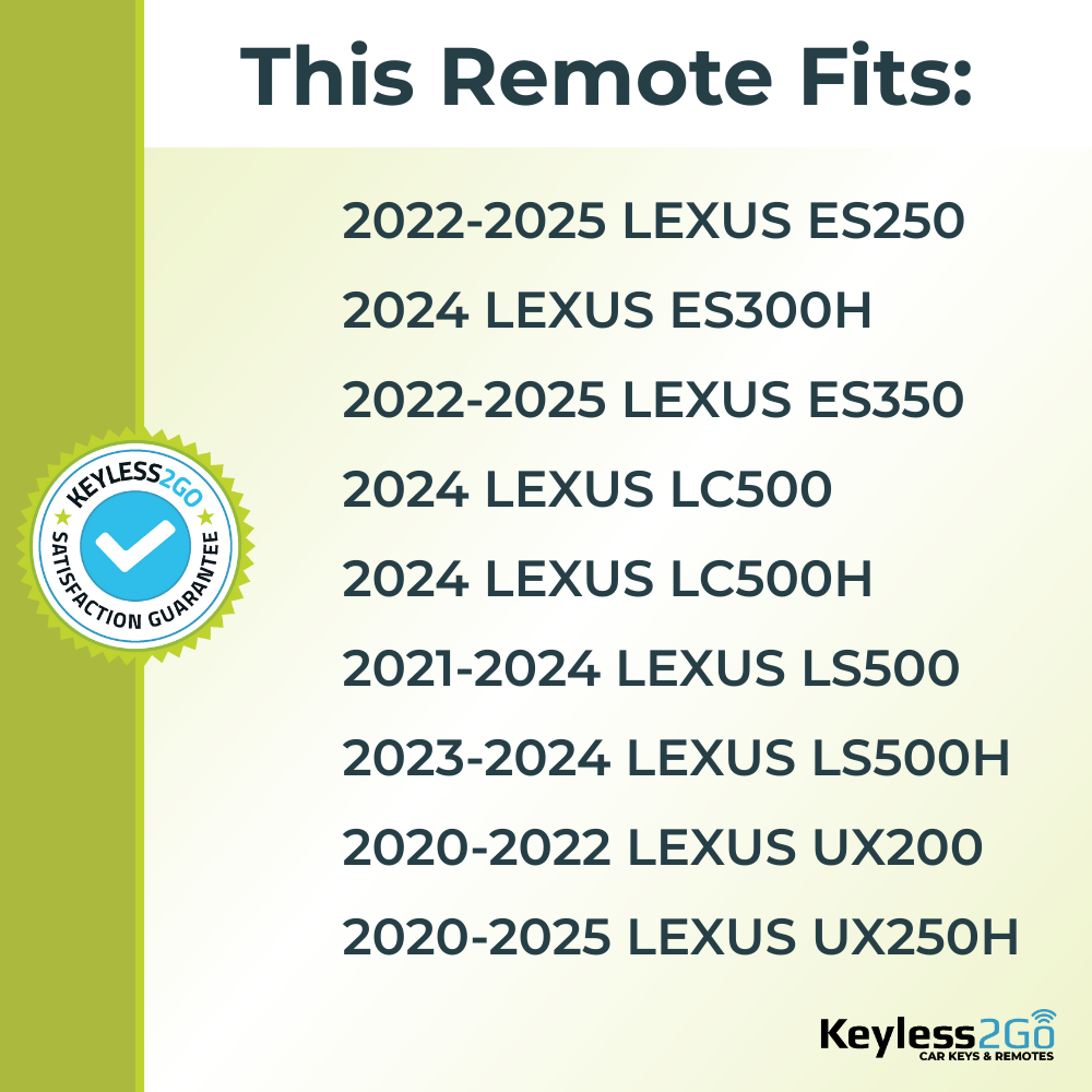 Keyless2Go 2020 - 2025 Lexus 3-Button Replacement Smart Keyless Entry Remote Proximity Key Fob