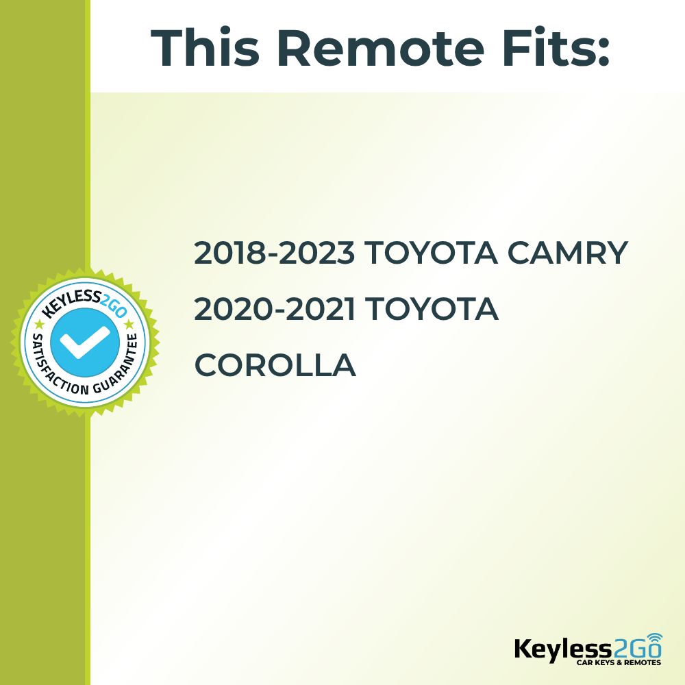 Keyless2Go 2018 - 2023 Toyota Camry, Corolla Replacement Keyless Entry Remote Flip Key Fob