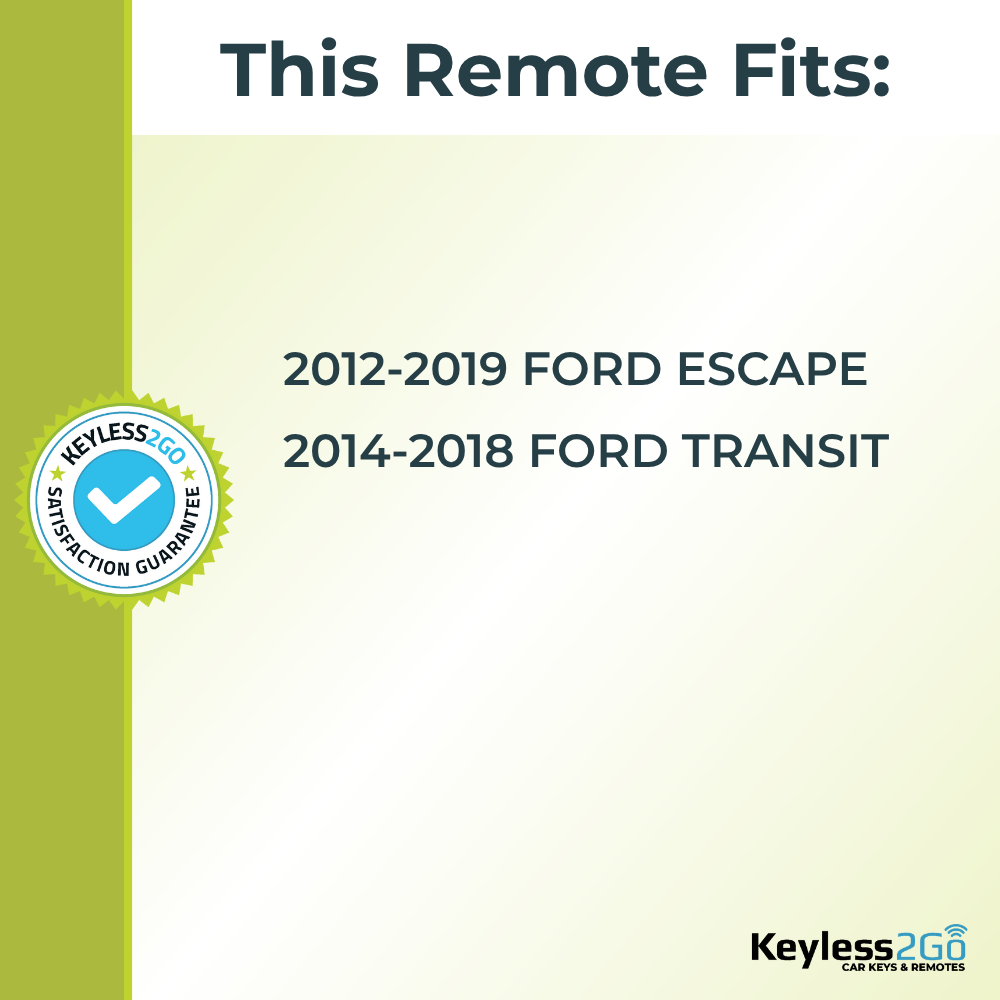 Keyless2Go 2012 - 2019 Ford Escape, Transit 3-Button Replacement Keyless Entry Remote Key Fob