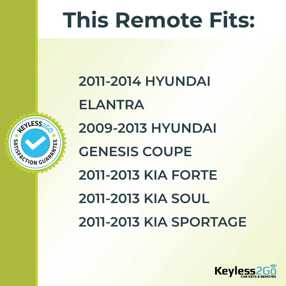 Keyless2Go 2009 - 2014 Hyundai Kia 4-Button Replacement Smart Keyless Entry Remote Proximity Key Fob HY15