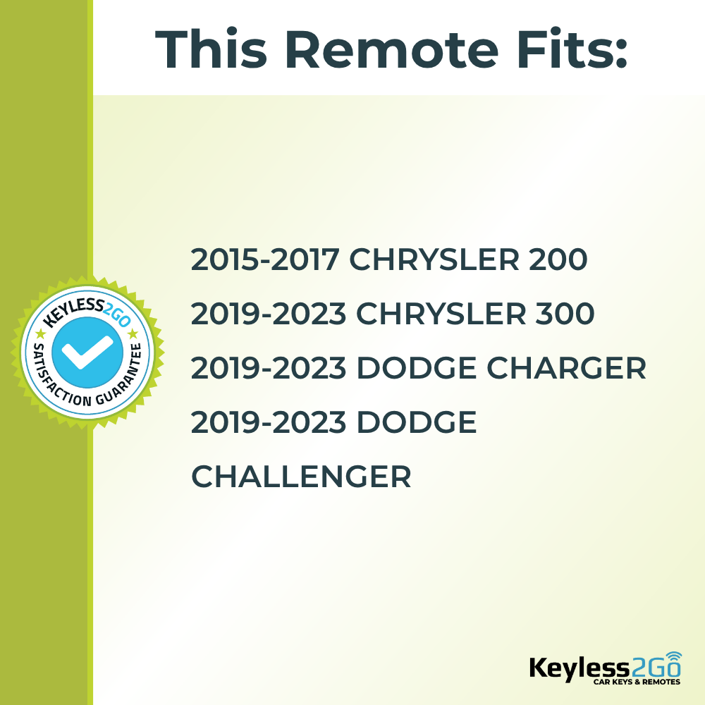 Keyless2Go 2015 - 2023 Chrysler Dodge 5-Button Replacement Smart Keyless Entry Remote Proximity Key Fob