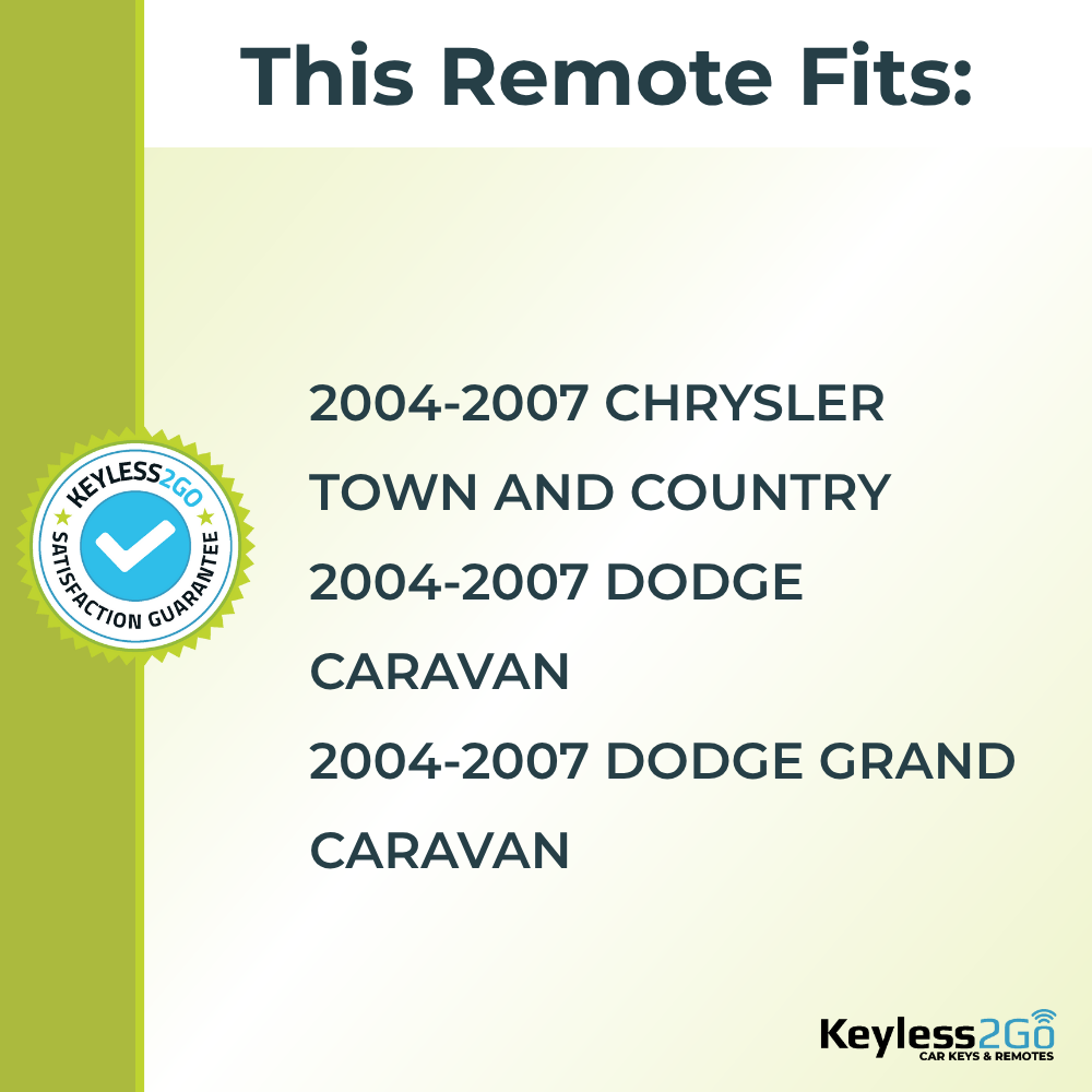 Keyless2Go 2004, 2005, 2006, 2007 Chrysler Dodge 3-Button Replacement Keyless Entry Remote Key Fob