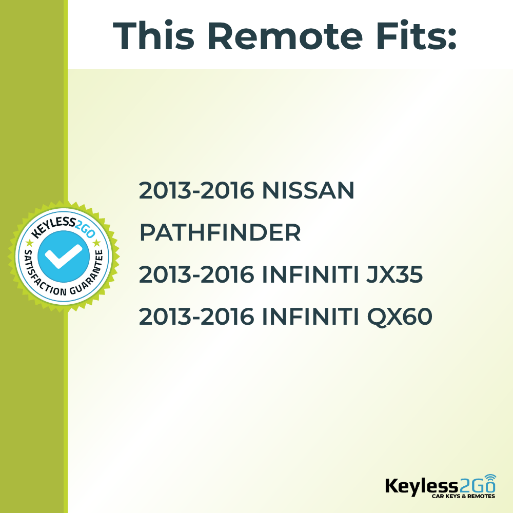 Keyless2Go 2013, 2014, 2015, 2016 Nissan, Infiniti 5-Button Replacement Smart Keyless Entry Remote Proximity Key Fob