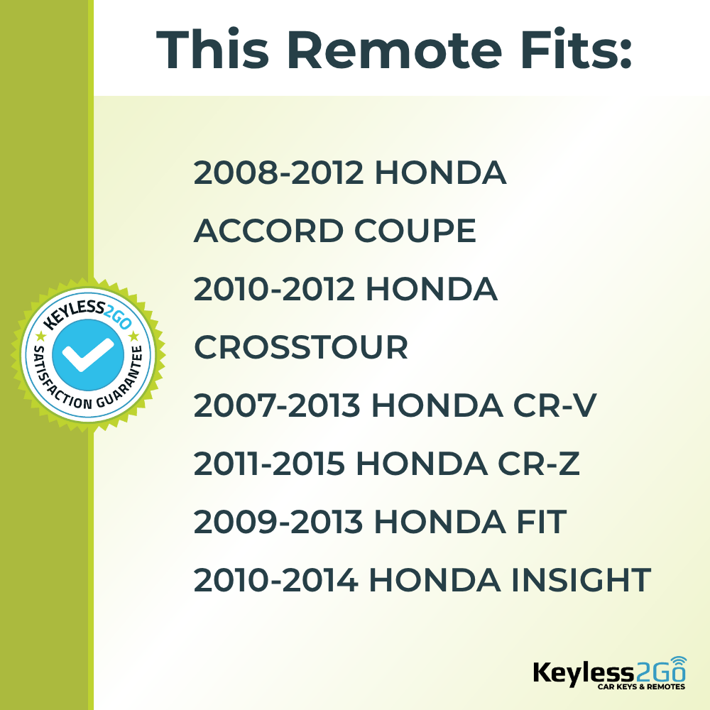 Keyless2Go 2007 - 2015 Honda 3-Button Replacement Keyless Entry Remote Key Fob