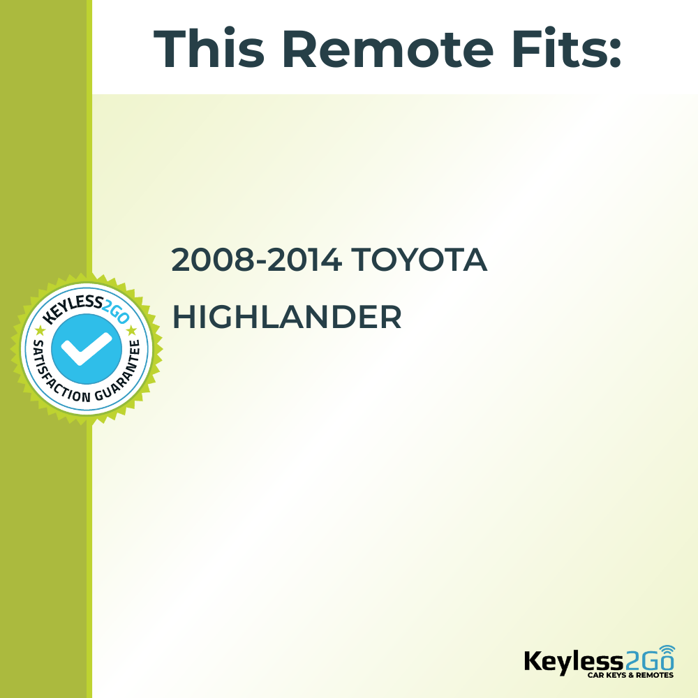Keyless2Go 2008 - 2014 Toyota Highlander Replacement Smart Keyless Entry Remote Proximity Key Fob