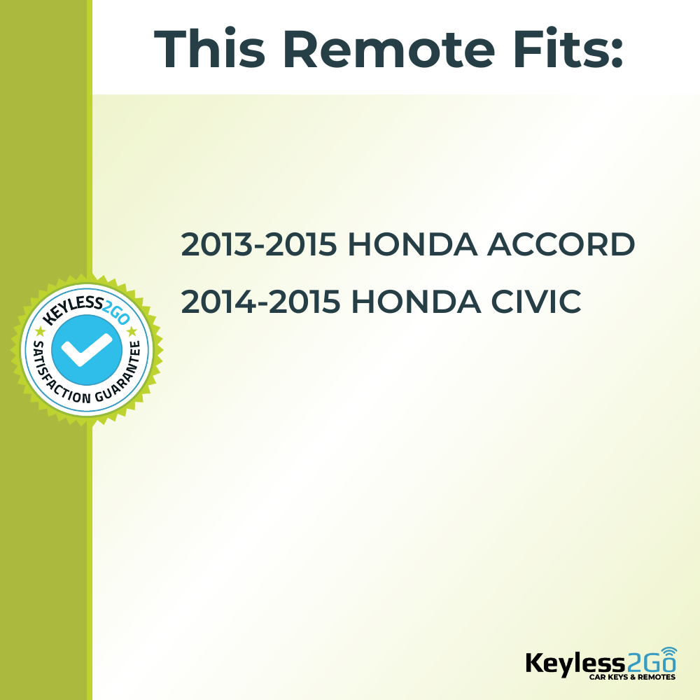 Keyless2Go 2013, 2014, 2015 Honda Accord, Civic Replacement Smart Keyless Entry Remote Proximity Key Fob