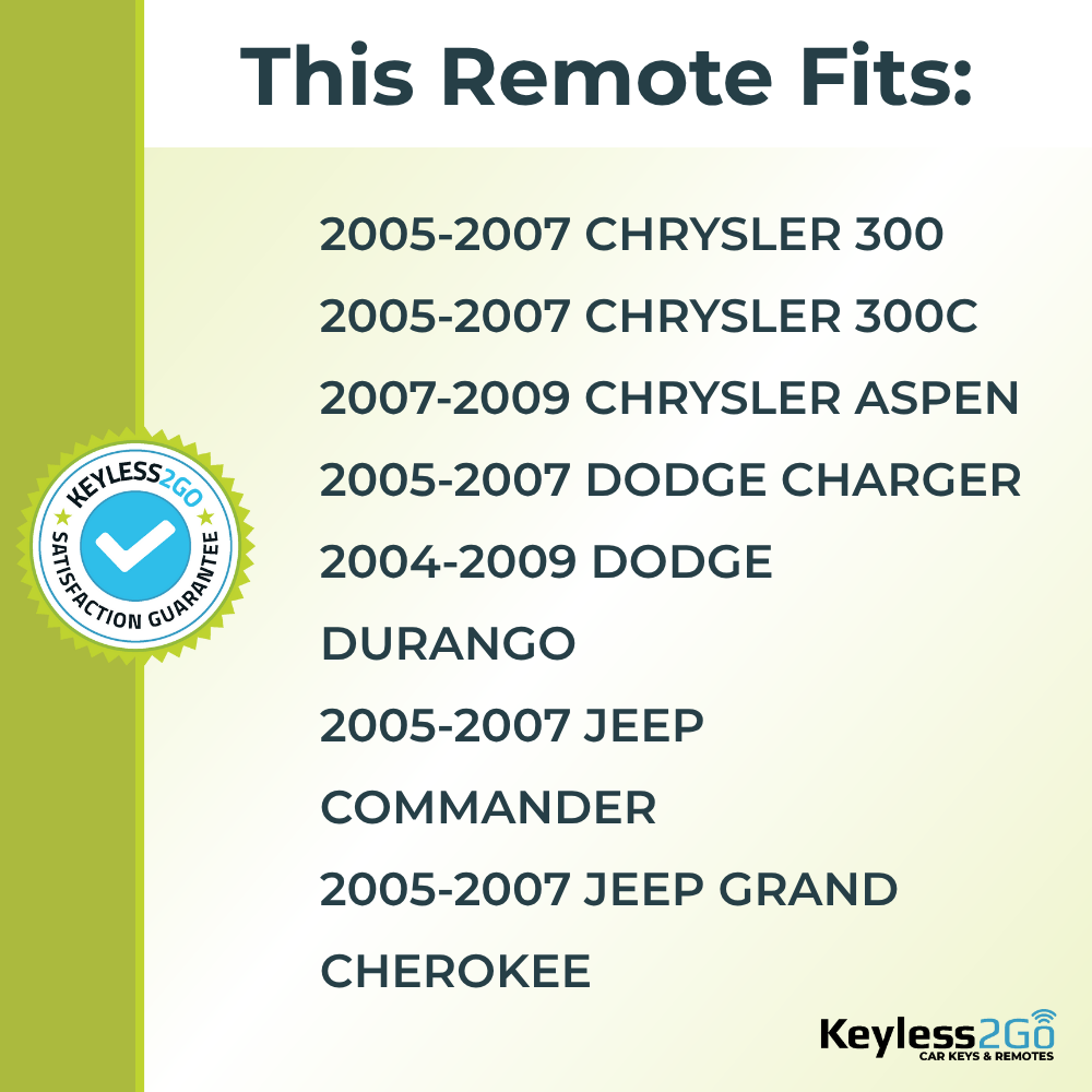 Keyless2Go 2004 - 2009 Chrysler Dodge Jeep 4-Button Replacement Keyless Entry Remote Key Fob
