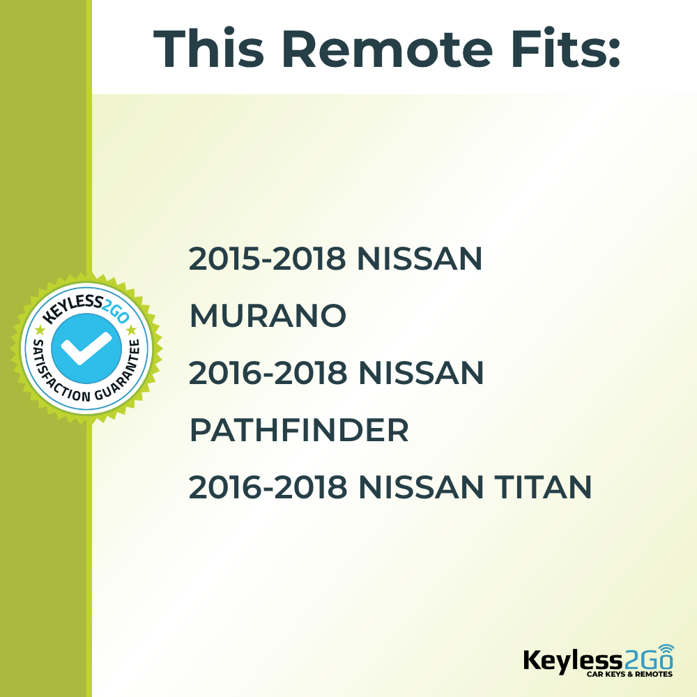 Keyless2Go 2015 - 2018 Nissan 3-Button Replacement Smart Keyless Entry Remote Proximity Key Fob