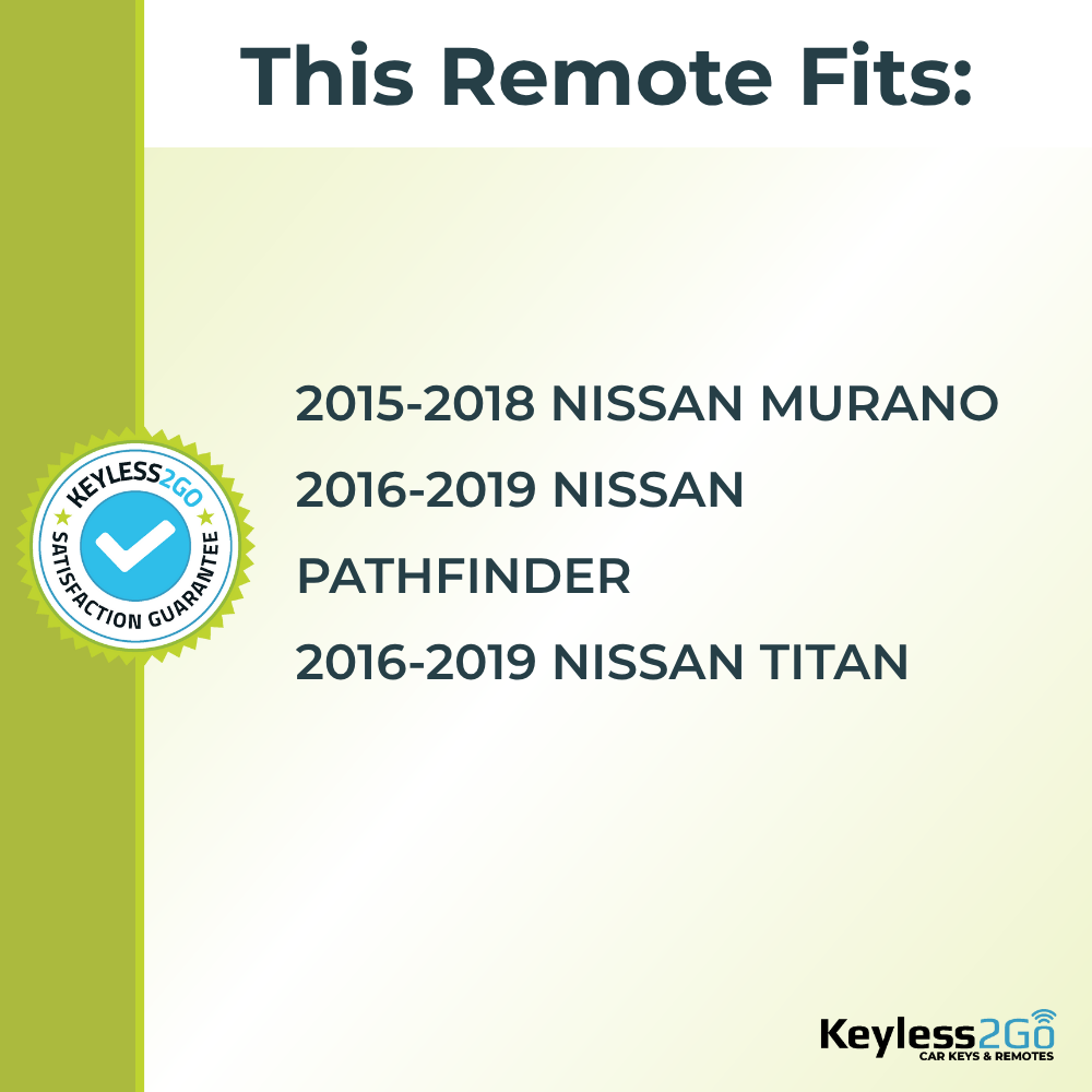 Keyless2Go 2015 - 2019 Nissan 4-Button Replacement Smart Keyless Entry Remote Proximity Key Fob