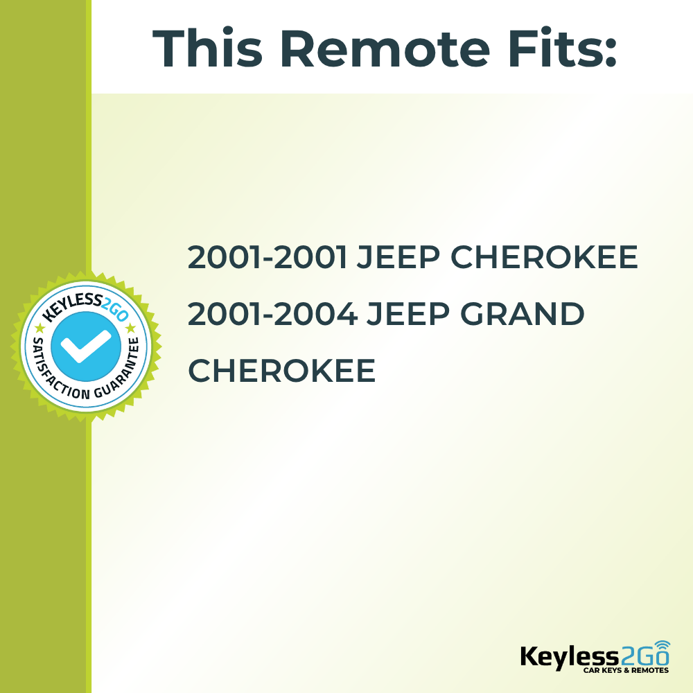 Keyless2Go 2001, 2022, 2003, 2004 Jeep Cherokee, Grand Cherokee 3-Button Replacement Keyless Entry Remote Key Fob