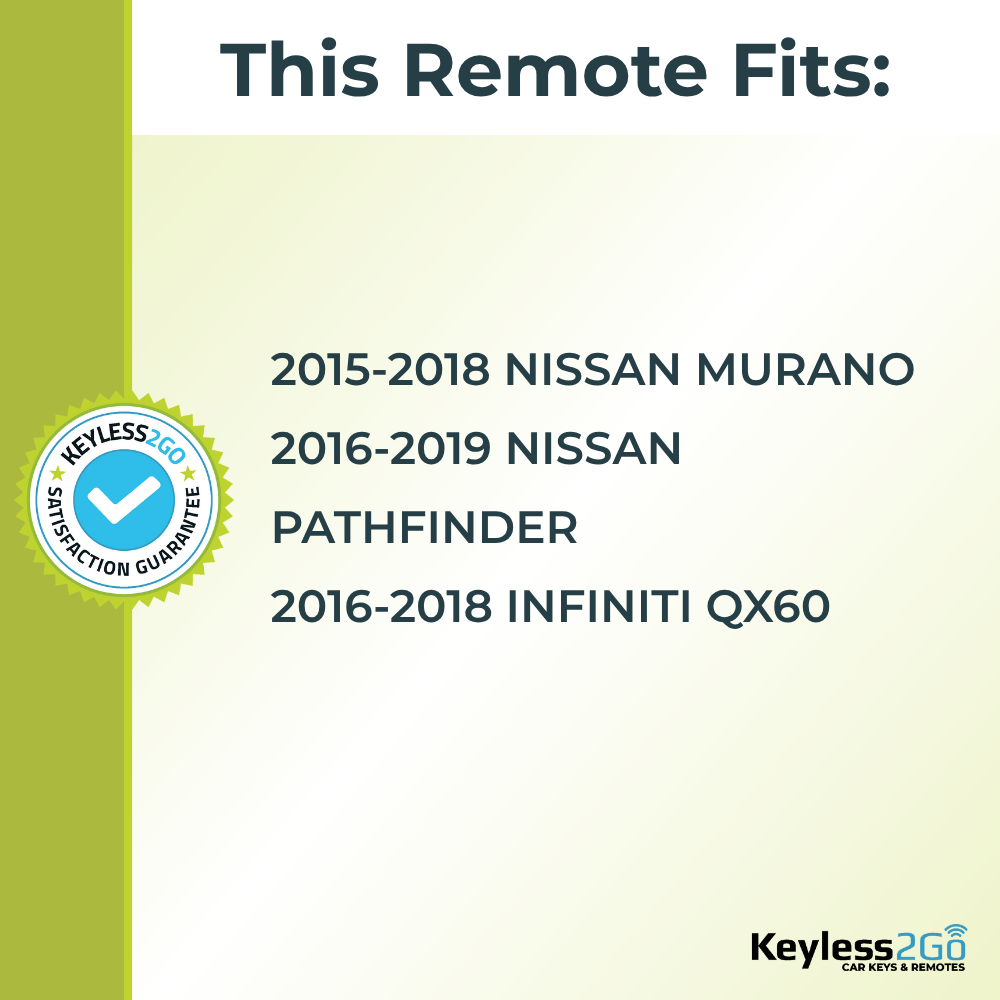 Keyless2Go 2015 - 2019 Infiniti Nissan 5-Button Replacement Smart Keyless Entry Remote Proximity Key Fob