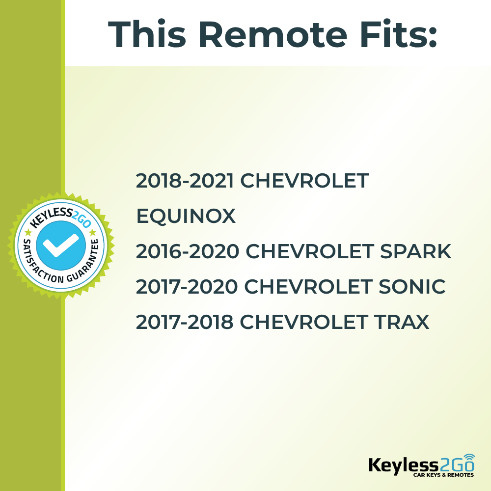 Keyless2Go 2016 - 2021 Chevrolet 3-Button Replacement Smart Keyless Entry Remote Proximity Key Fob
