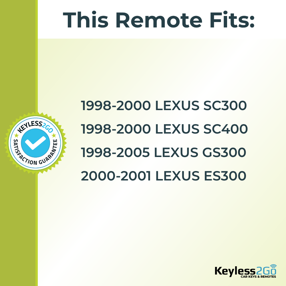 Keyless2Go 1998 - 2005 Lexus 3-Button Replacement Keyless Entry Remote Key Fob - Long Blade
