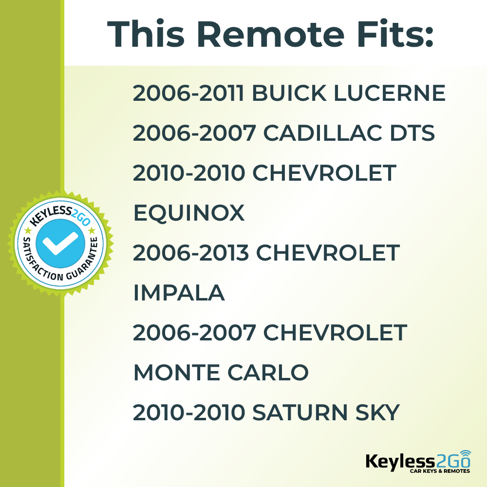 Keyless2Go 2006 - 2013 Cadillac Chevrolet Saturn GM 5-Button Replacement Keyless Entry Remote Key Fob