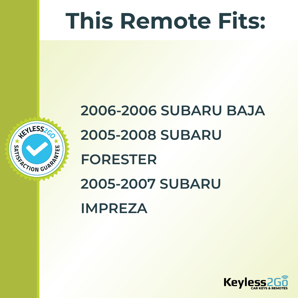 Keyless2Go 2005, 2006, 2007, 2008 Subaru 2-Button Replacement Keyless Entry Remote Key Fob