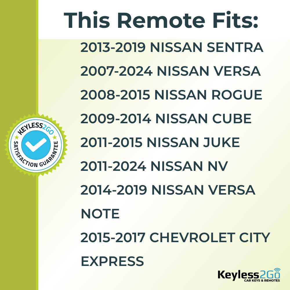 Keyless2Go 2007 - 2024 Nissan Chevrolet Replacement Keyless Entry Remote Key Fob