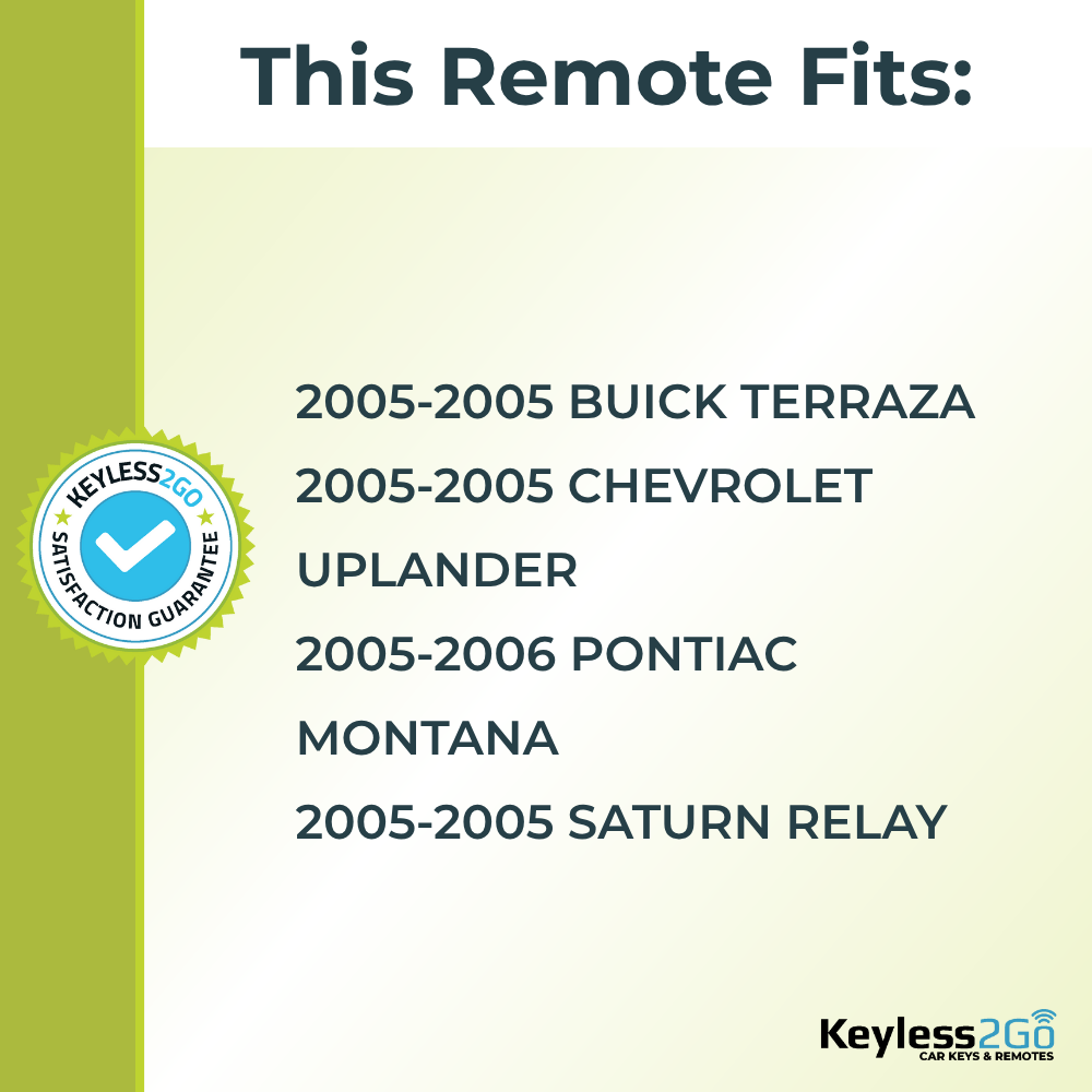 Keyless2Go 2005, 2006 Buick Chevrolet Pontiac Saturn 4-Button Replacement Keyless Entry Remote Key Fob
