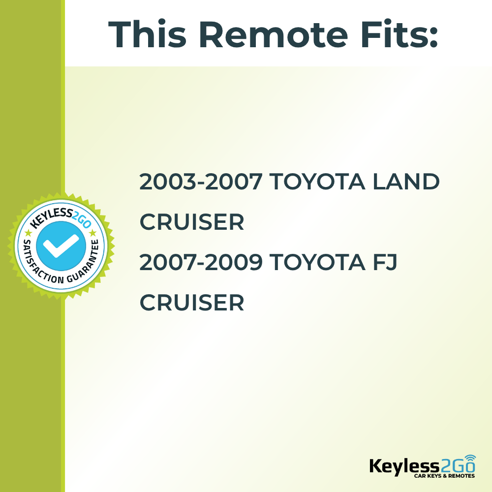 Keyless2Go 2003 - 2009 Toyota 3-Button Replacement Keyless Entry Remote Key Fob