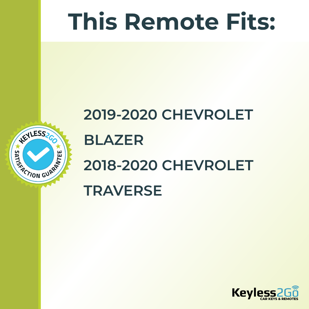 Keyless2Go 2018, 2019, 2020 Chevrolet Blazer, Traverse 5-Button Replacement Smart Keyless Entry Remote Proximity Key Fob