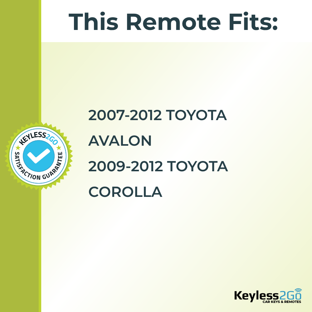 Keyless2Go 2007 - 2012 Toyota Avalon, Corolla 4-Button Replacement Keyless Entry Remote Key Fob