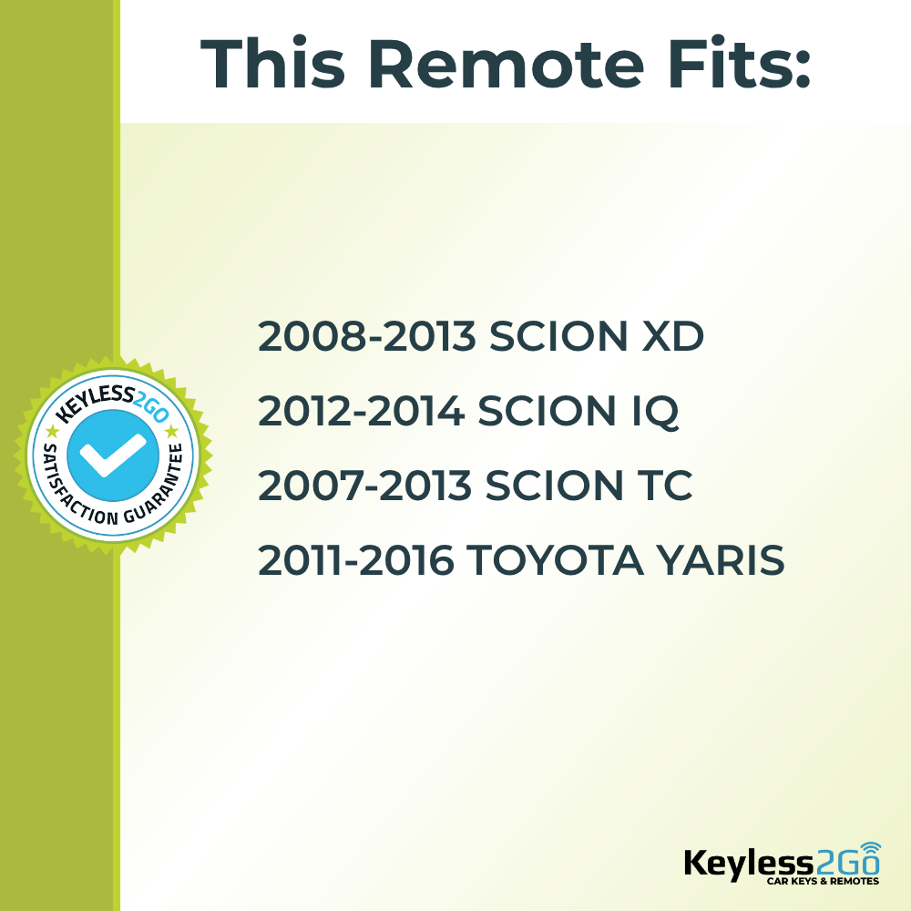 Keyless2Go 2007 - 2016 Scion Toyota 3-Button Replacement Keyless Entry Remote Key Fob
