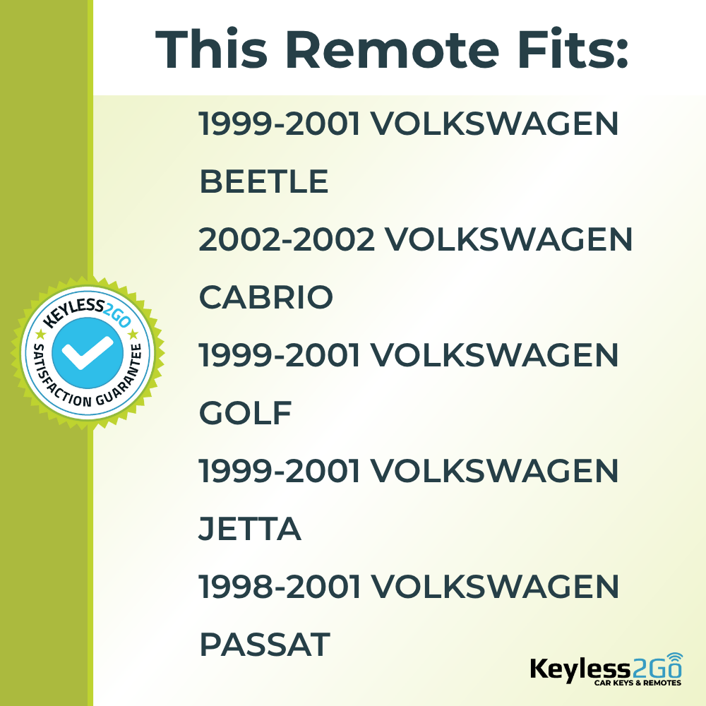 Keyless2Go 1998 - 2002 Volkswagen Replacement Keyless Entry Remote Flip Key Fob