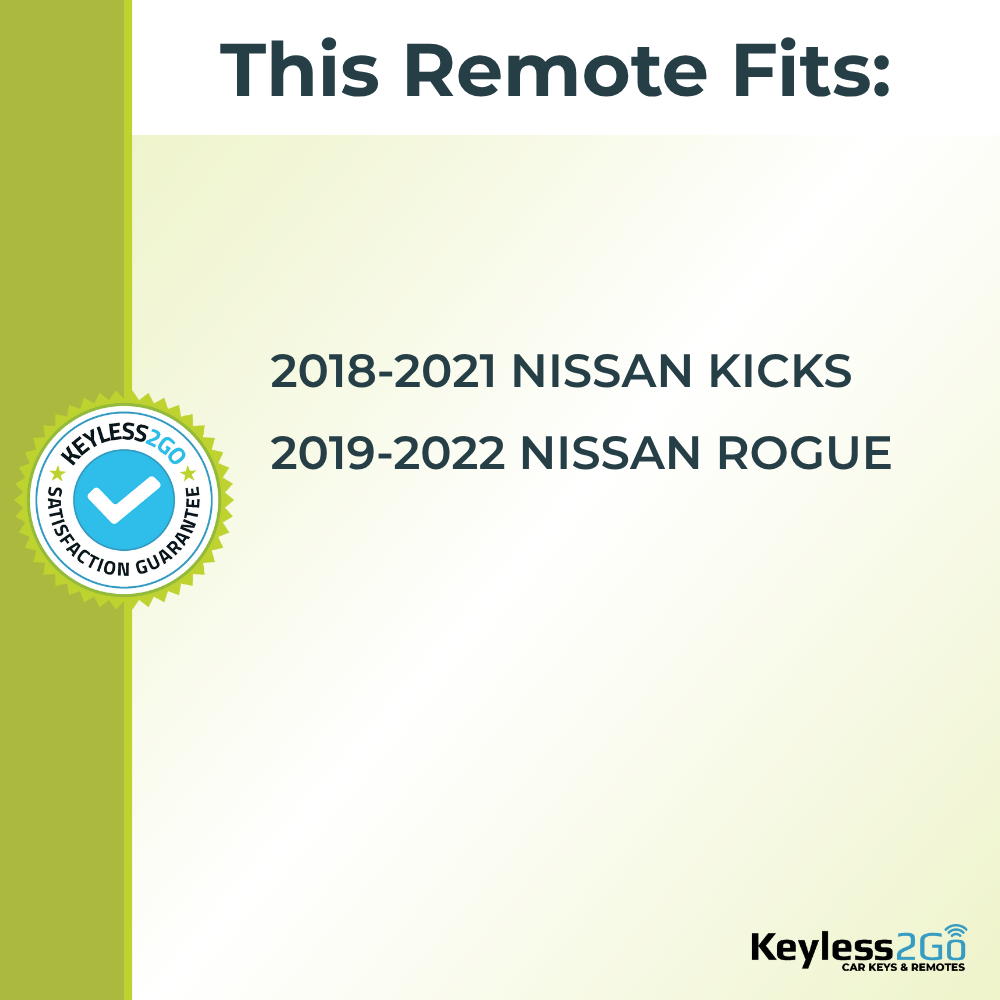 Keyless2Go 2018 - 2021 Nissan Kicks, Rogue 3-Button Replacement Smart Keyless Entry Remote Proximity Key Fob