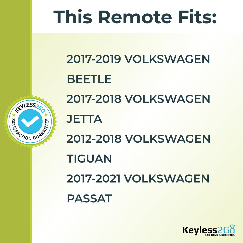 Keyless2Go 2012 - 2021 Volkswagen 4-Button Replacement Keyless Entry Remote Flip Key Fob