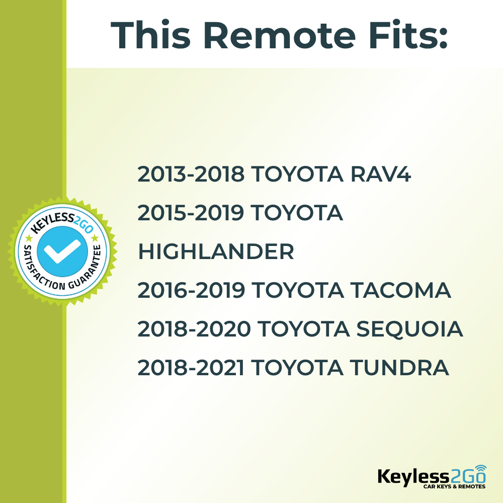 Keyless2Go 2013 - 2021 Toyota 3-Button Replacement Keyless Entry Remote Key Fob
