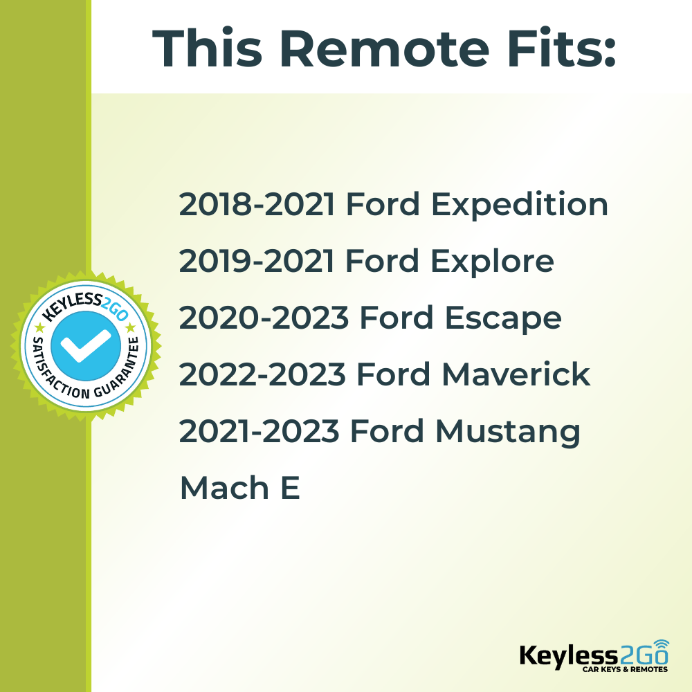 2018 - 2023 Ford Replacement Smart Keyless Entry Remote Proximity Key Fob by Keyless2Go