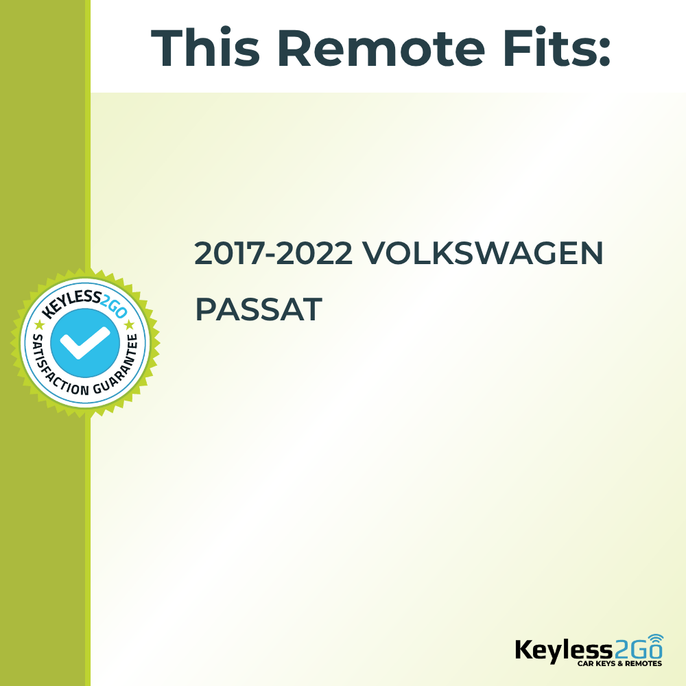 Keyless2Go 2017 - 2022 Volkswagen Passat 5-Button Replacement Keyless Entry Remote Key Fob
