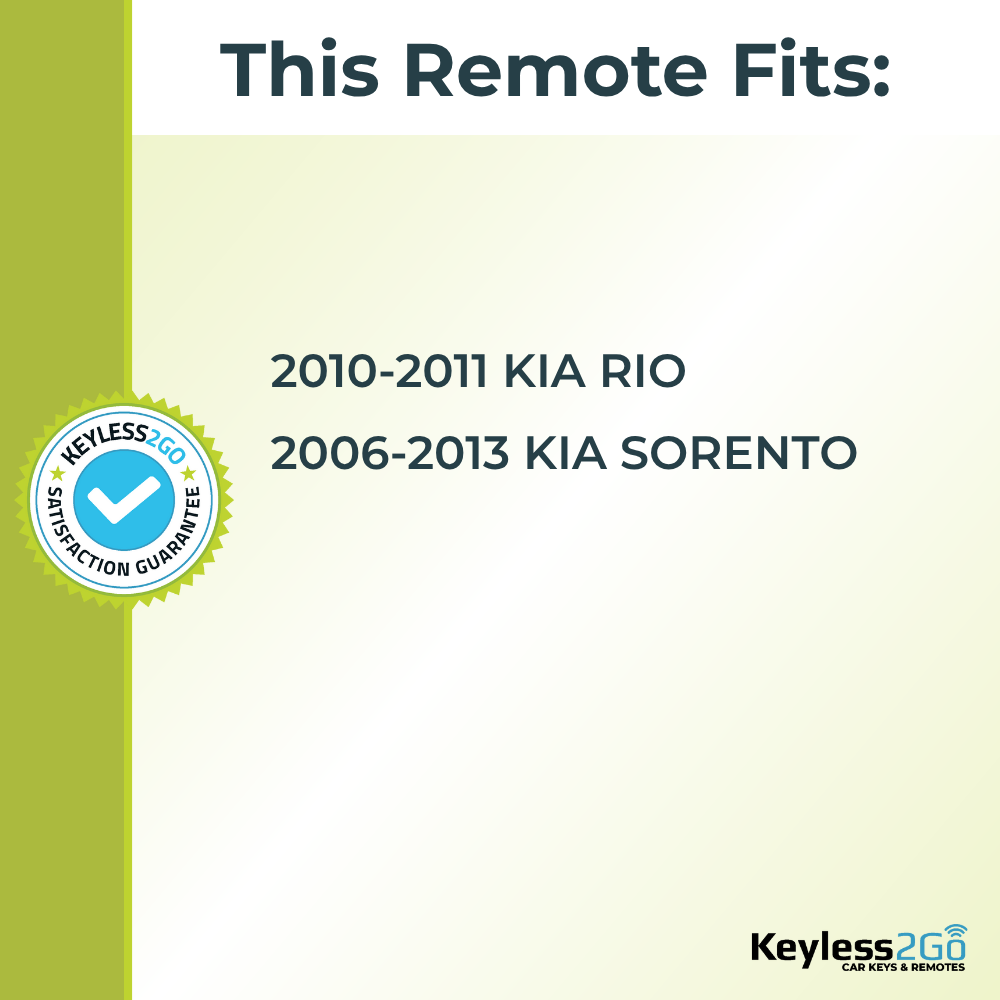 Keyless2Go 2006 - 2013 Kia Rio, Sorento 3-Button Replacement Keyless Entry Remote Key Fob
