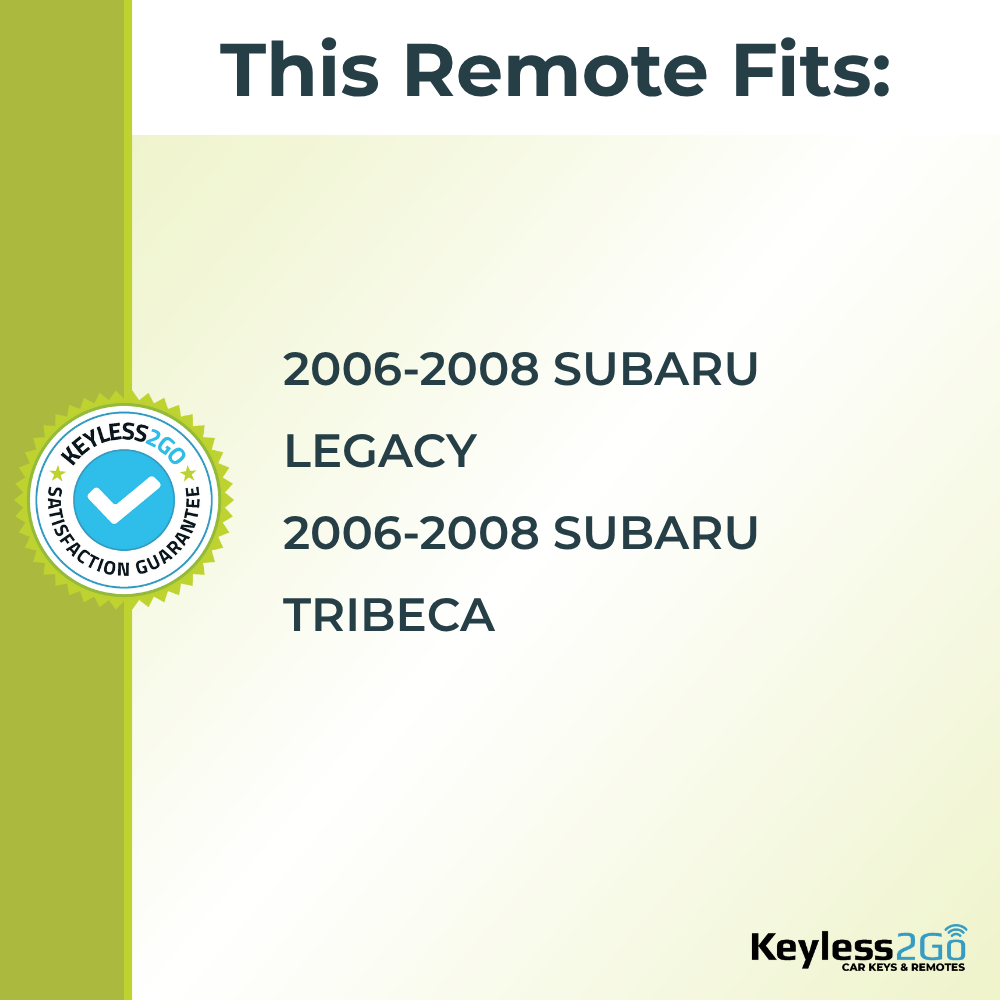 Keyless2Go 2006, 2007, 2008 Subaru Legacy, Tribeca 4-Button Replacement Keyless Entry Remote Key Fob