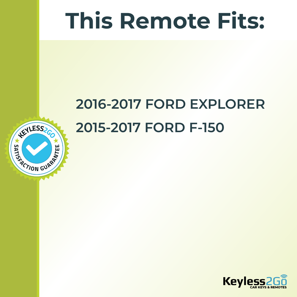 2015, 2016, 2017 Ford Explorer, F-150 Replacement Smart Keyless Entry Remote Proximity Key Fob by Keyless2Go