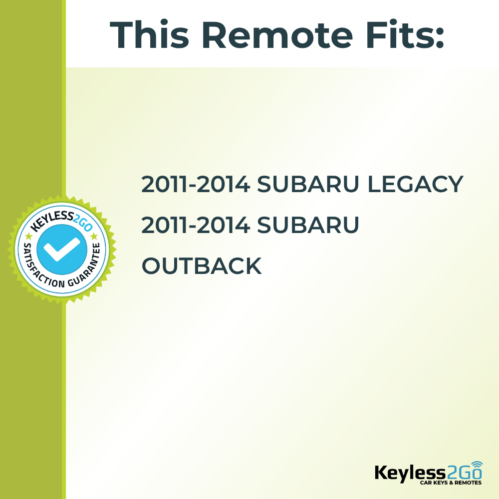 Keyless2Go 2011, 20212, 2013, 2014 Subaru Legacy, Outback 4-Button Replacement Keyless Entry Remote Key Fob