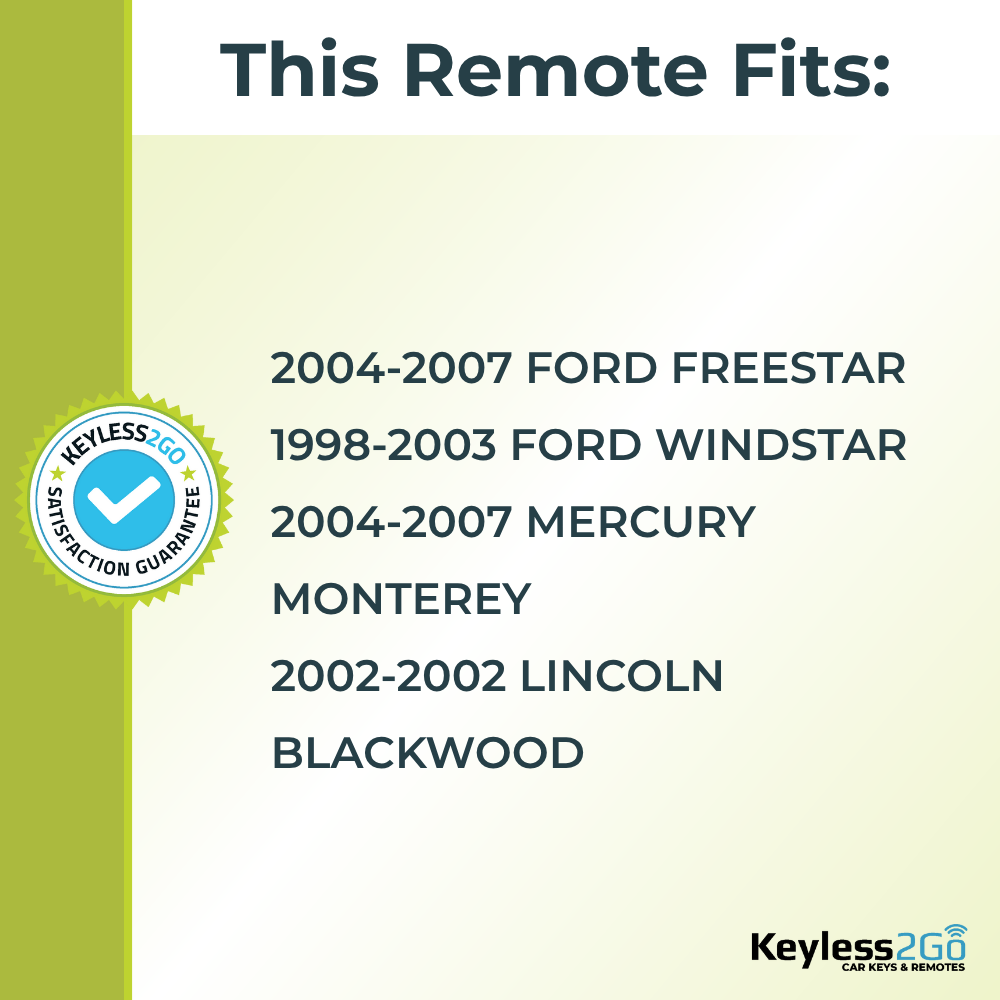 1998 - 2007 Ford Lincoln Mercury 5-Button Replacement Keyless Entry Remote Key Fob by Keyless2Go